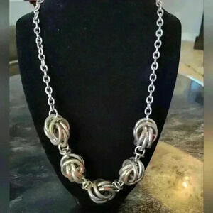 Plunder sliver tone knotted necklace